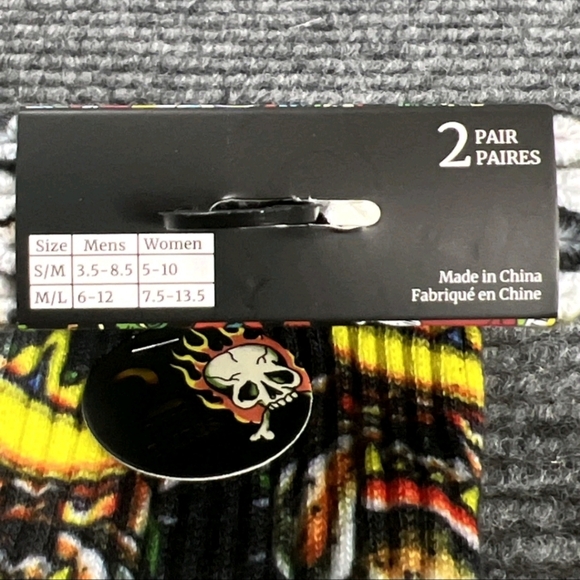 Ed Hardy Black Patterned Cushioned Crew Socks NWT - Picture 4 of 6